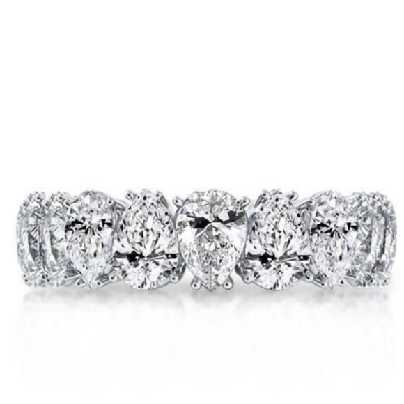 Italo Pear Cut Engagement Rings Sets In Sterling Silver - Picture 5 of 11